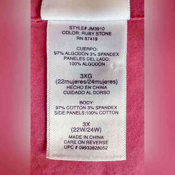 JMS Just My Size Women's Plus Size 3XG Dark Pink/Fuchsia Button Up Shirt Long Sl - Picture 9 of 10